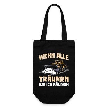 Schneeräumer WENN ALLE TRÄUMEN BIN ICH RÄUMEN - Geschenkbeutel für Flaschen - Schwarz - Vorne