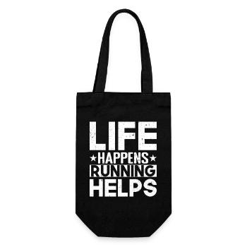 Marathon Runner Life Happens Running Helps - Gift Bag for Bottles - black - Front