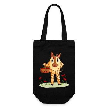 Lina la girafe et son panier de cerises - Sac à bouteille - noir - Devant