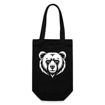 Minimalist Bear Head Line Art Design - Gift Bag for Bottles - black - Front