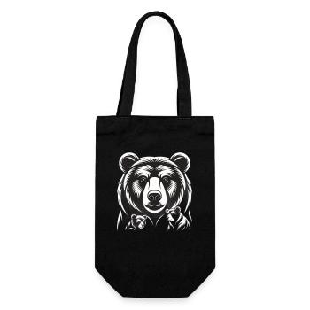Minimalist Bear Head Line Art Design - Gift Bag for Bottles - black - Front