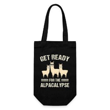Get Ready for the Alpacalypse Funny Alpaca Pun Art - Geschenkbeutel für Flaschen - Schwarz - Vorne