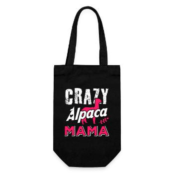 Crazy Alpaca Mama Funny Alpaca Lover Design - Geschenkbeutel für Flaschen - Schwarz - Vorne