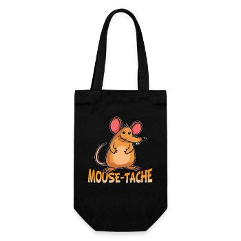 Dessin animé Drôle de jeu de mots de souris - Sac à bouteille - noir - Devant