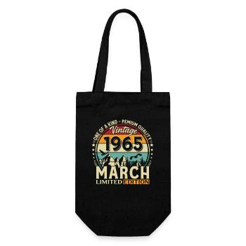 61st Birthday Gift Husband Vintage March 1965 - Gift Bag for Bottles - black - Front