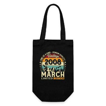 18th Birthday Gift Husband Vintage March 2008 - Gift Bag for Bottles - black - Front