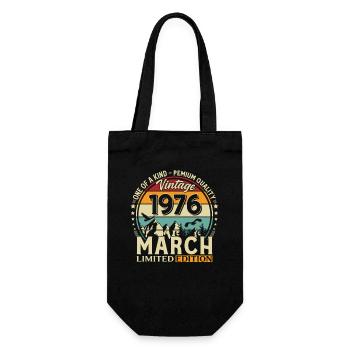 50th Birthday Gift Husband Vintage March 1976 - Gift Bag for Bottles - black - Front