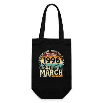 30th Birthday Gift Husband Vintage March 1996 - Gift Bag for Bottles - black - Front