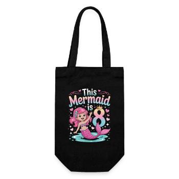 Mermaid 8th Birthday 8 Years - Gift Bag for Bottles - black - Front
