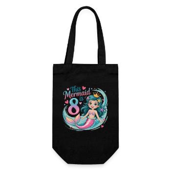 Mermaid 8th Birthday 8 Years - Gift Bag for Bottles - black - Front