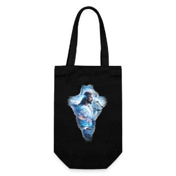 Jesus Lion Judah Cross Christian Faith Bible - Gift Bag for Bottles - black - Front