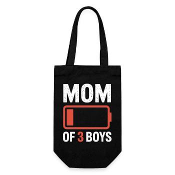 Batterie-Grafik von Mutter von 3 Jungen - Geschenkbeutel für Flaschen - Schwarz - Vorne