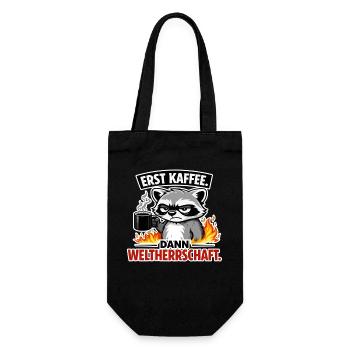 Erst Kaffee Dann Weltherrschaft - Geschenkbeutel für Flaschen - Schwarz - Vorne