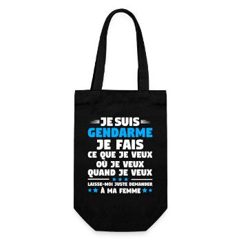 Humor Gendarme Couple Husband Gendarmerie - Gift Bag for Bottles - black - Front