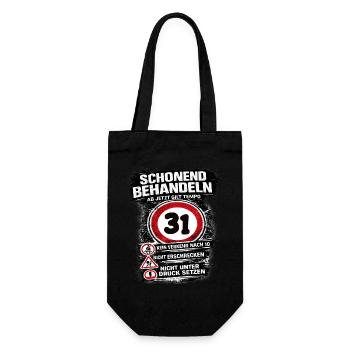 Treat Gently Traffic Sign 31 Birthday - Gift Bag for Bottles - black - Front