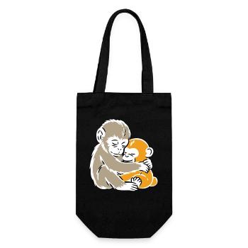 Monkey Hug Duo Illustration - Geschenkbeutel für Flaschen - Schwarz - Vorne