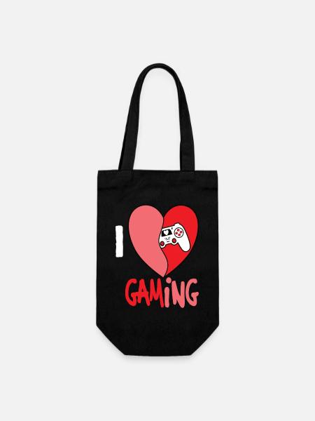 I LOVE GAMING - Geschenkbeutel für Flaschen - Schwarz