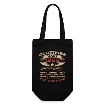 61st Birthday Gift Husband Vintage Car March 1965 - Gift Bag for Bottles - black - Front