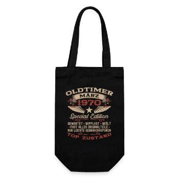 56th Birthday Gift Husband Vintage Car March 1970 - Gift Bag for Bottles - black - Front