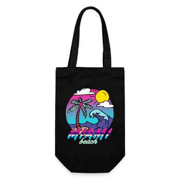 Miami Beach Palmenwelle - Geschenkbeutel für Flaschen - Schwarz - Vorne