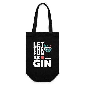 Gin Let The Fun Be Gin & Tonic Liebhaber Party Gin - Geschenkbeutel für Flaschen - Schwarz - Vorne