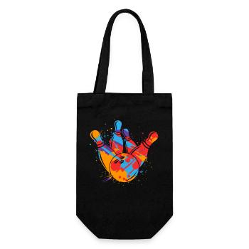 Bowlingspieler bunt Kinder Herren Jungen Bowling - Geschenkbeutel für Flaschen - Schwarz - Vorne