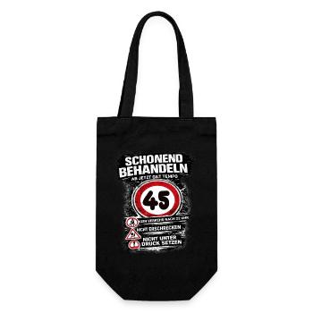 Schonend behandeln Verkehrsschild 45 Geburtstag - Geschenkbeutel für Flaschen - Schwarz - Vorne