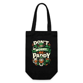 Don't Worry Be Paddy | St Patrick's Day Spruch - Geschenkbeutel für Flaschen - Schwarz - Vorne