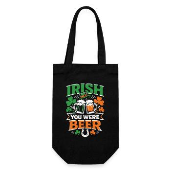 Irish You Were Beer | St Patrick's Day Wortspiel - Geschenkbeutel für Flaschen - Schwarz - Vorne