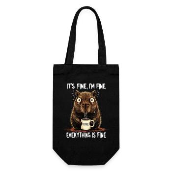 Its Fine Im Fine Coffee Capybara Humor - Gift Bag for Bottles - black - Front