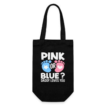 Pink Oder Blau Papa Liebt Dich Reveal - Geschenkbeutel für Flaschen - Schwarz - Vorne