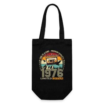50th Birthday Gift Husband Vintage March 1976 - Gift Bag for Bottles - black - Front
