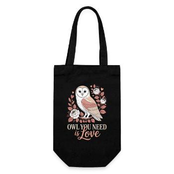 Owl Owl You Need Is Love Owl Love Valentine's Day - Gift Bag for Bottles - black - Front