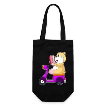 Hamster Motorroller - Geschenkbeutel für Flaschen - Schwarz - Vorne