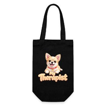 Chihuahua My Therapist - Geschenkbeutel für Flaschen - Schwarz - Vorne