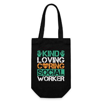 Social Worker Quota Kind Loving Caring Social Work - Gift Bag for Bottles - black - Front