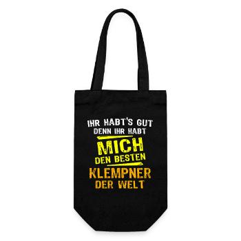 Klempner Geschenk - Geschenkbeutel für Flaschen - Schwarz - Vorne