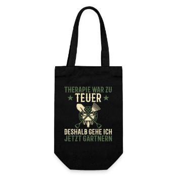 Gardener Therapy Funny Saying Garden Gift - Gift Bag for Bottles - black - Front