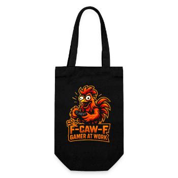 F-Caw-F Gamer At Work Gaming Rooster Humor Funny - Gift Bag for Bottles - black - Front