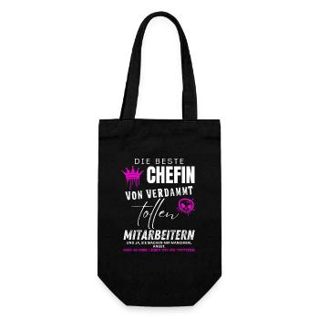 Beste Chefin von verdammt tollen Mitarbeitern - Geschenkbeutel für Flaschen - Schwarz - Vorne