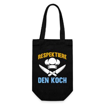 Küchenchef RESPEKTIERE DEN KOCH Lustiges - Geschenkbeutel für Flaschen - Schwarz - Vorne
