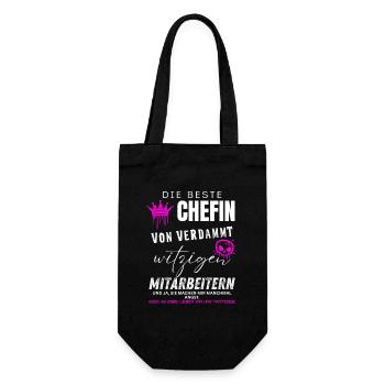 beste Chefin von verdammt witzigen Mitarbeitern - Geschenkbeutel für Flaschen - Schwarz - Vorne