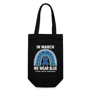 In March We Wear Blue Colon Cancer Awareness - Gift Bag for Bottles - black - Front