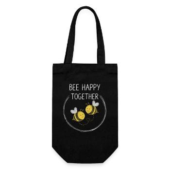 Bee Happy Together Bienen - Geschenkbeutel für Flaschen - Schwarz - Vorne