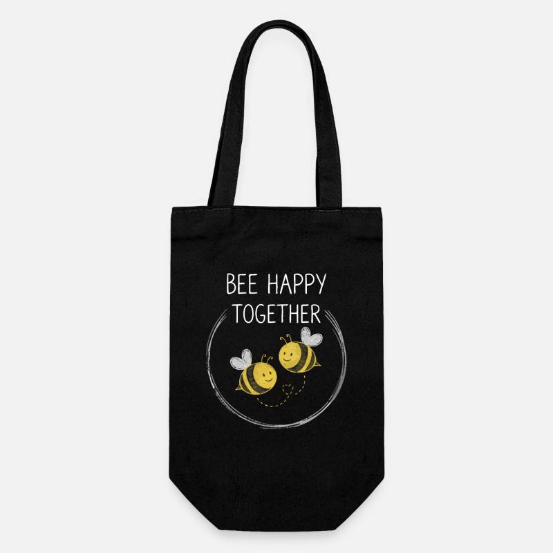 Bee Happy Together Bienen - Geschenkbeutel für Flaschen - Schwarz