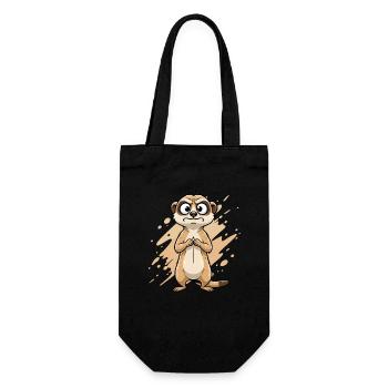 Doubting Meerkat Cartoon - Gift Bag for Bottles - black - Front