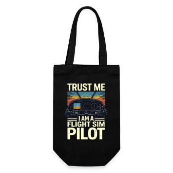 Vertrau mir ich bin ein Flugsimulatorpilot - Geschenkbeutel für Flaschen - Schwarz - Vorne