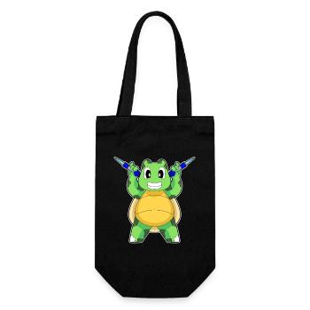 Schildkröte Dart Dartpfeil Sport - Geschenkbeutel für Flaschen - Schwarz - Vorne