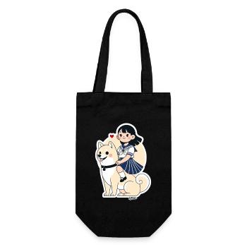 Sailor Girl and Shiba Sticker - Gift Bag for Bottles - black - Front