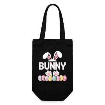 Osterhase Bunny Shirt – Retro Pixel Ostern Motiv - Geschenkbeutel für Flaschen - Schwarz - Vorne